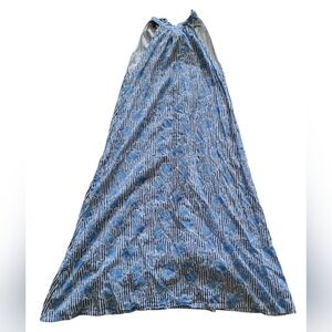 Holly Shae Design Blue Floral Stripe Maxi Dress Size S Bohemian Vacation